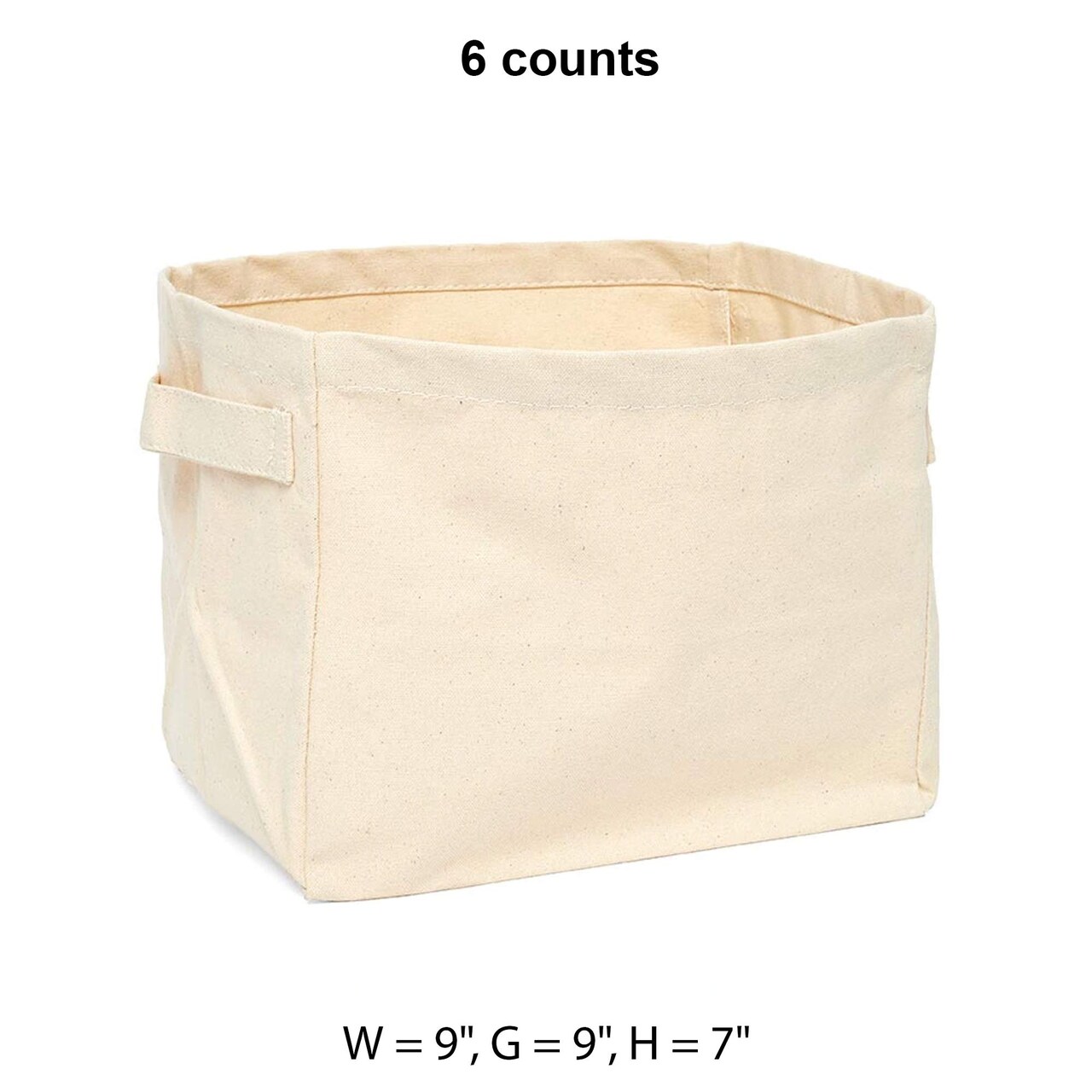 Burlap/Canvas Storage Basket 9" x 9" x 7" Versatile and Durable